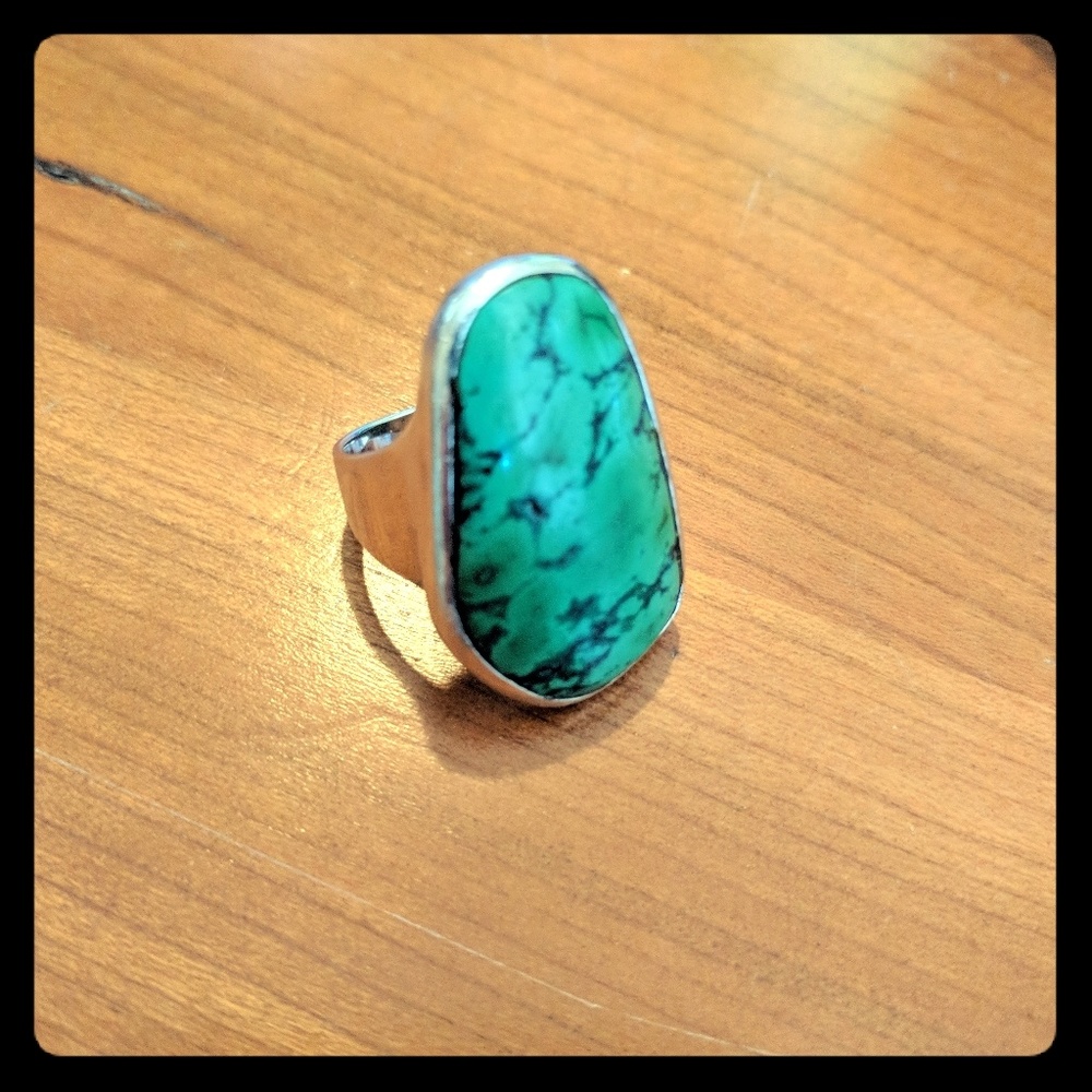 Oversized real turquoise ring Size 8